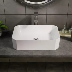 Ceramic Bathroom Sink, White Countertop Wash Basin