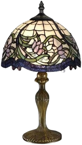 Elegant Floral Tiffany Lamps, Stained Glass Handmade Tiffany Vintage Bedside Table Lamps