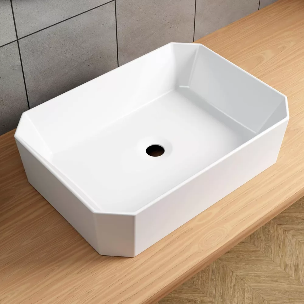 Ceramic Bathroom Sink, White Countertop Wash Basin