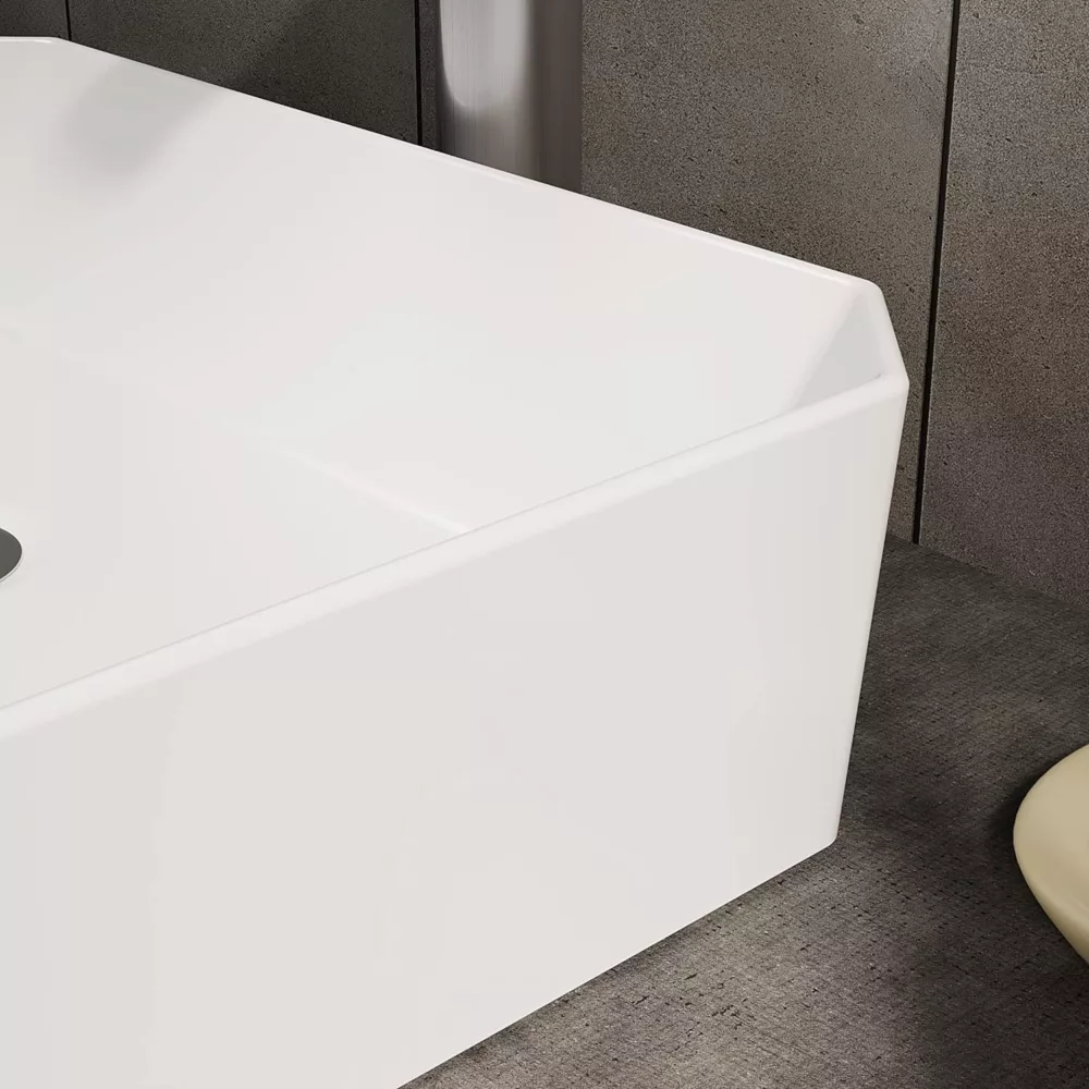 Ceramic Bathroom Sink, White Countertop Wash Basin