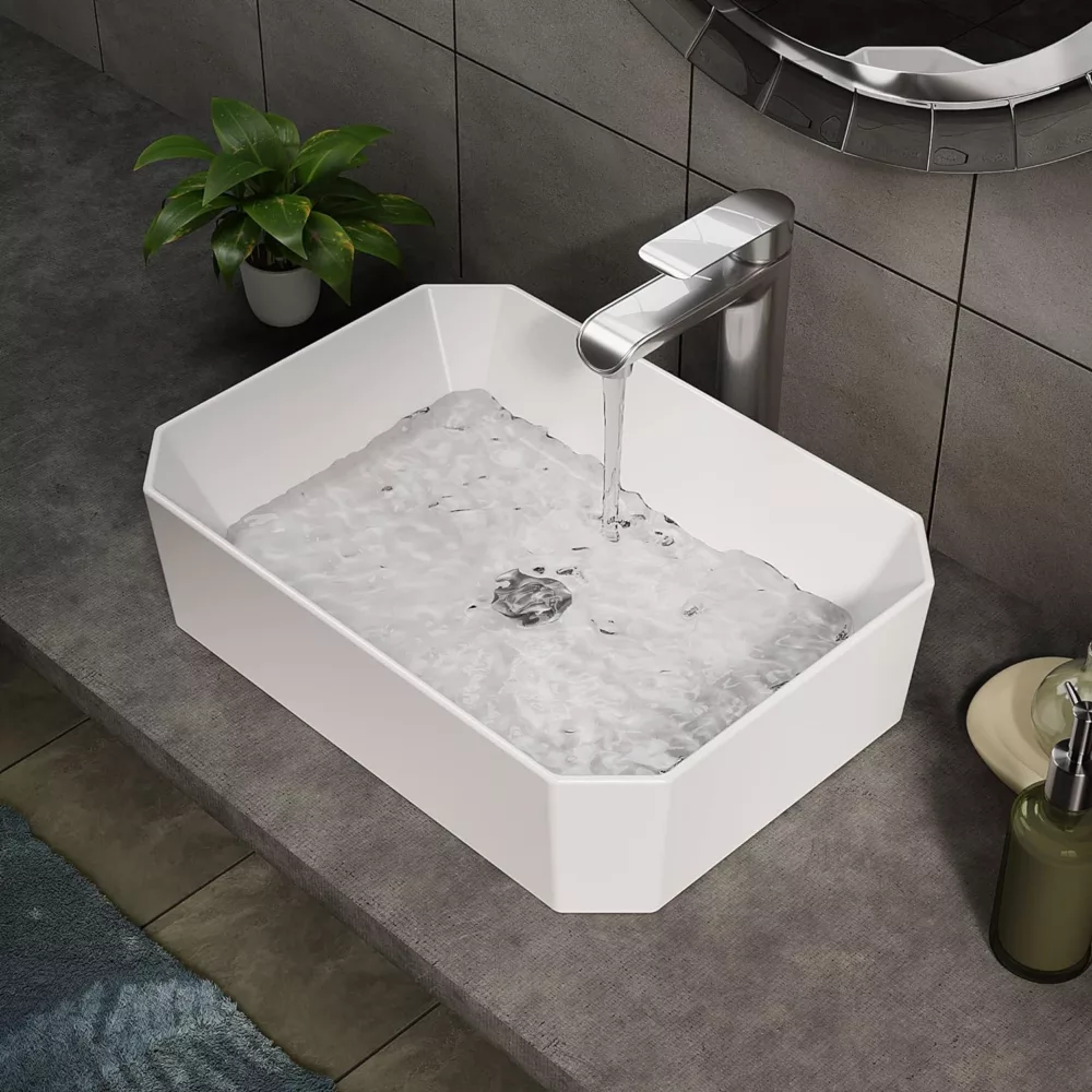 Ceramic Bathroom Sink, White Countertop Wash Basin