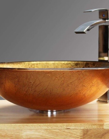Gold Glass Round Vessel Sink Bowl